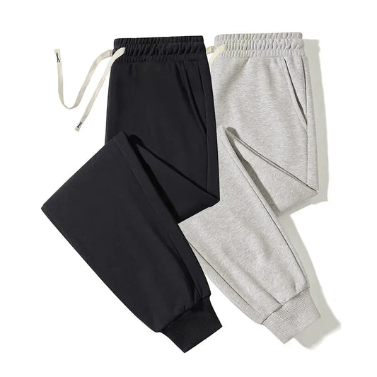 2-piece men's solid color ankle binding jogging pants, suitable for casual sports running, fitness, and outdoor activities