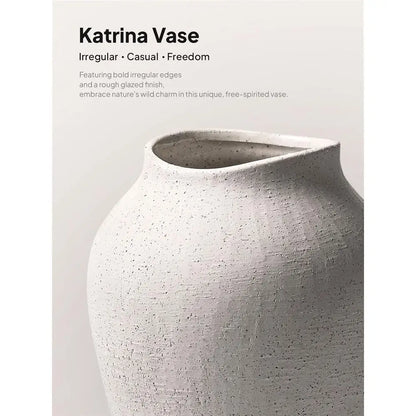 Large 11.8 Sandstone White Ceramic Floor Vase for Rustic Minimalist Living Room Decor and Wedding Centerpieces