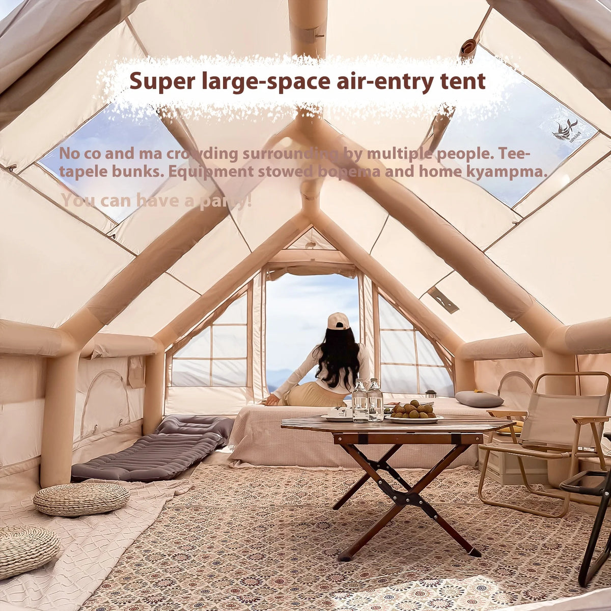Inflatable Tents For Adult Camping, Luxury Camping Tents, Inflatable Tents With Stove Plug, 4/6/8 Person Family Camping Inflatab