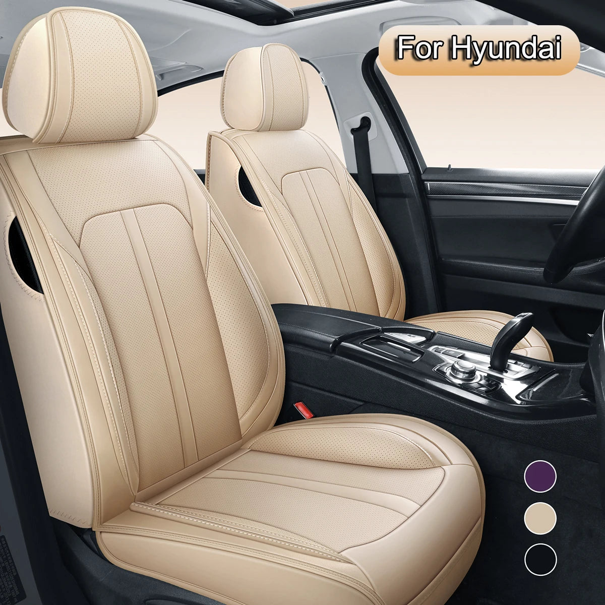 PU Leather Car Seat Covers Full Set,  Fit For Hyundai Tucson, Elantra, Sonata, IONIQ 5, Kona, Venue, Accent, Azera