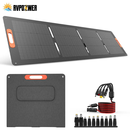 RVPOZWER Integrated Design 200W Rigid Solar Panel IP68 Waterproof 25.5% High Efficiency Mono Portable Solar Charger for Power Station RV Camping Home Off-Grid Use