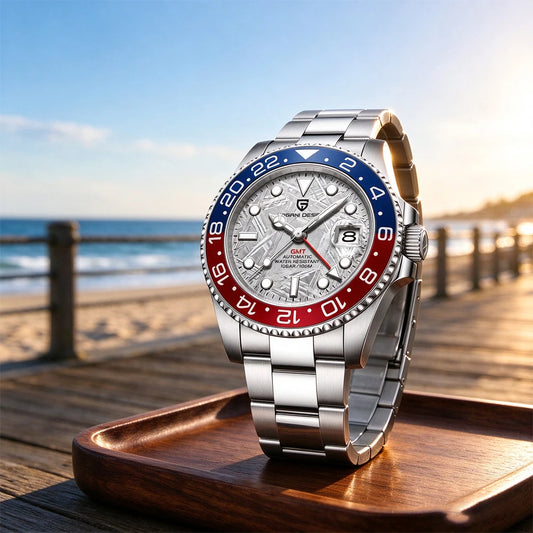 2026 PAGANI DESIGN V2 40MM Pepsi Meteorite Dial Men Mechanical Watch 100M Waterproof Oyster Bracelet Sapphire Glass Stainless Steel Automatic Watch for Men Gift Watch