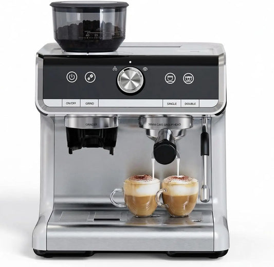 20 Bar Espresso Machine with Conical Burr Grinder PID Temperature Control 30 Adjustable Grind Settings 360° Steam Wand 2.8L Tank ETL Certified Coffee Maker with Milk Frother
