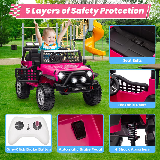 24V Ride On Toys Truck with Remote Control, 2 Seater 800W 9AH Powered Ride on Electric Car, Bluetooth MP3 Music, 4 Whee