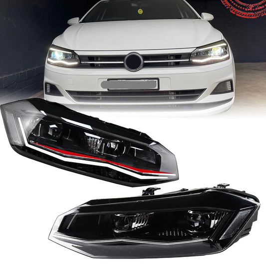 Headlight For VW POLO 2019-2021 Car автомобильные товары LED DRL Hella Xenon Lens Hella Hid H7 POLO  Car Accessories