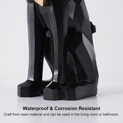 homary Modern Resin Dog Sculpture Geometric Standing Statue Cute Side Table Tray End Table with Tissue Storage (Black)