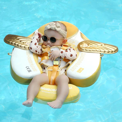 HECCEI Swim Float with Canopy UPF 50+ Sun Protection Pearl Foam Mambobaby  Non-Inflatable Solid Baby Pool Float with Tail