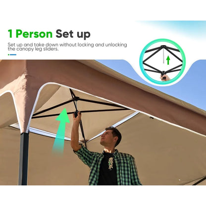 12x12FT Outdoor Pop up Canopy Tent, 420D Oxford Fabric, SPF50 + Sun Protection, Easy Setup Gazebos Ideal for Backyard & Camping