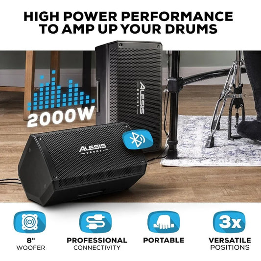 8 MK2-2000W Drum Amp Speaker for Electric Drum Set with Bluetooth, 8" Woofer, HPF EQ and Ground-Lift Switch