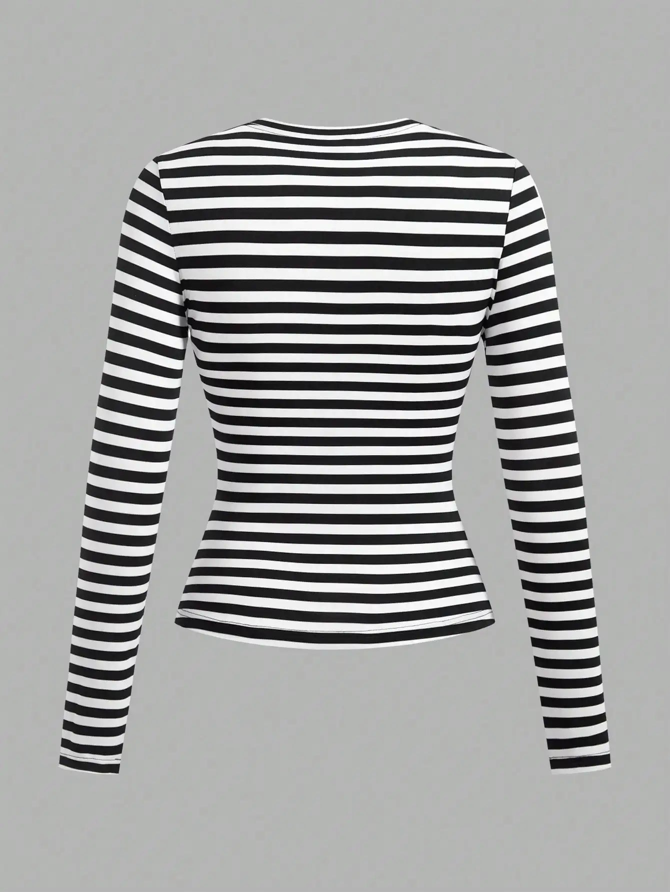 3-Pack Women's Long Sleeve Striped & Solid Round Neck Tees - Slim Fit Fall Tops