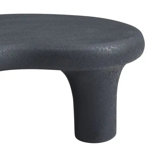 47.24 inch living room coffee table, retro table with 3 supporting legs, matte black table, irregular central table
