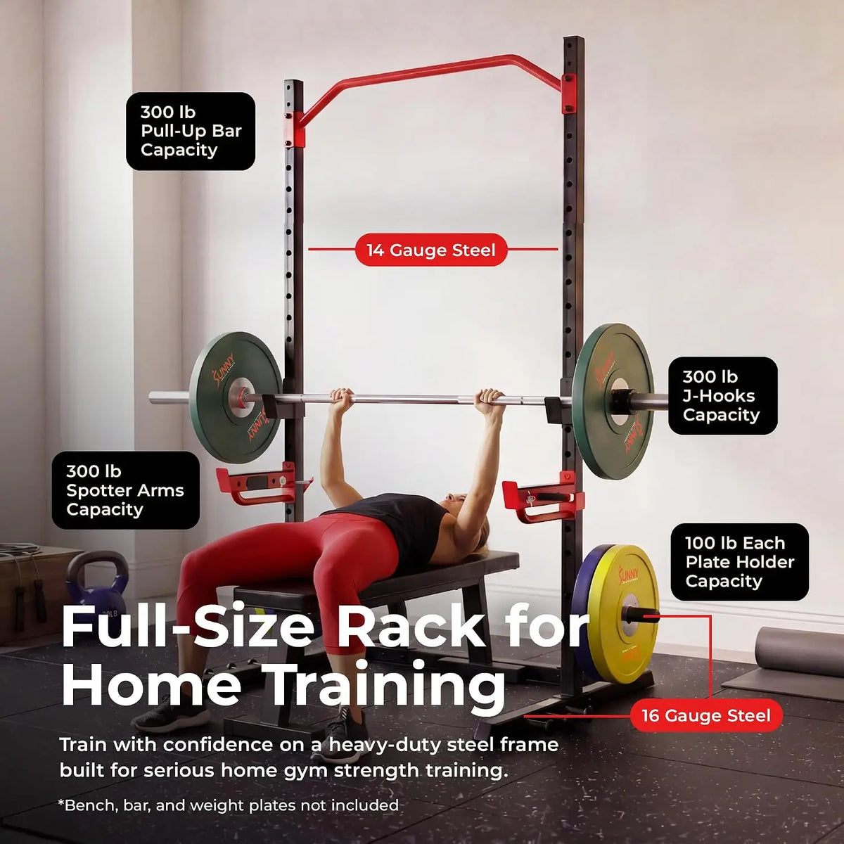 Full Size Power Rack for Home Strength Training - Squat, Bench Press, Pull-Up & Barbell Workouts