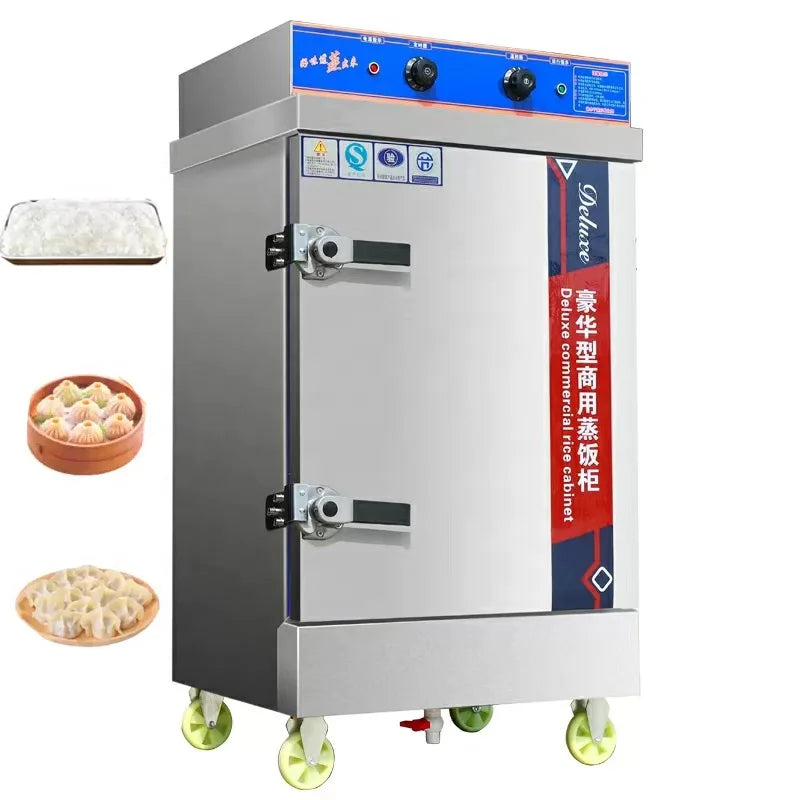 Automatic 8 10 12 24 Tray Steamer Round Noodle Food Gas Electric Momo Bun Dumpling Rice Steaming Machine
