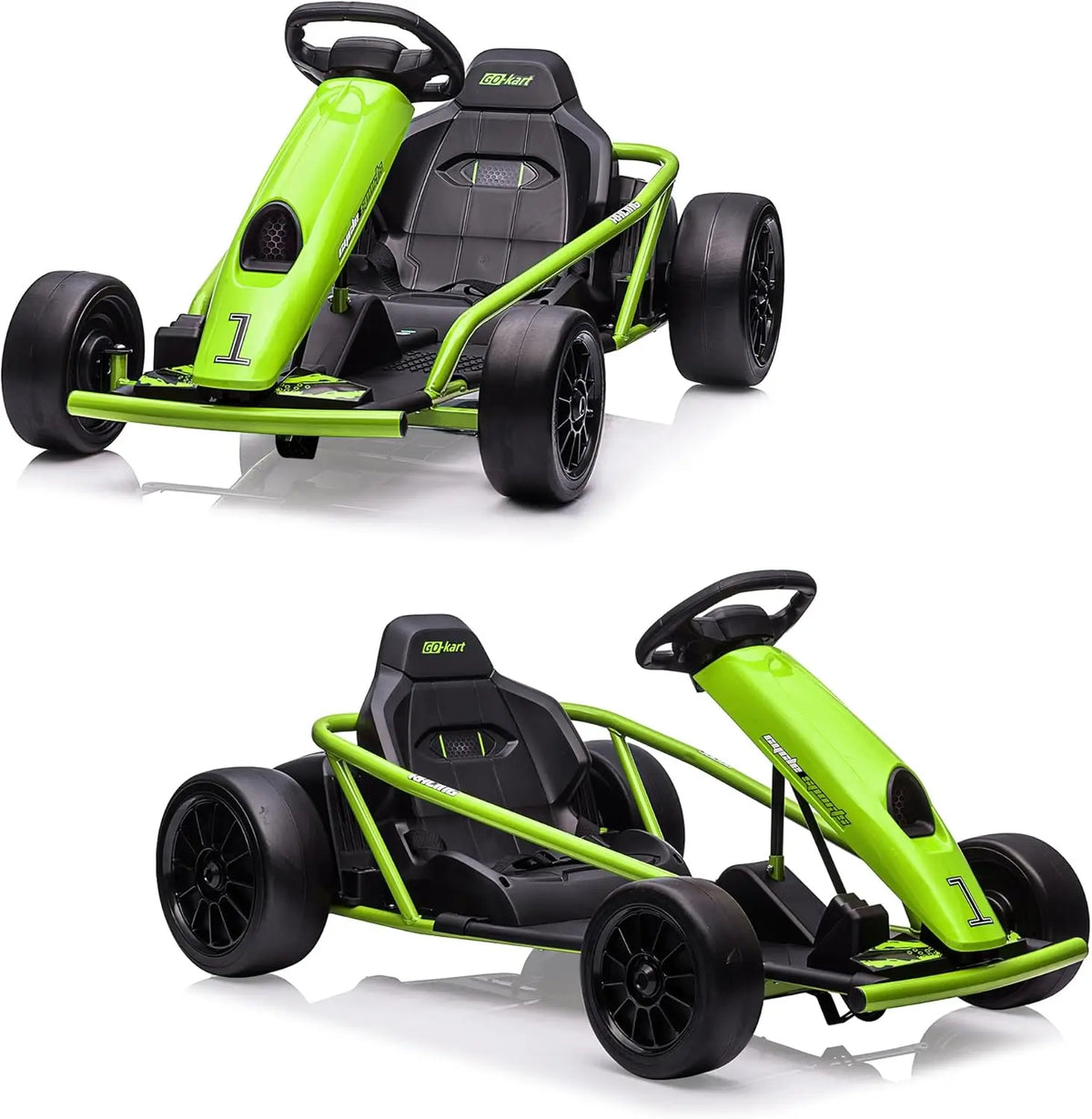 24V Go Kart for Teens & Big Kids, 9Ah Large Battery & Dual 300w Motors, 8MPH High-Speed Drifting Car, Slow Start & Seat Belt Double Protection, Music Horn, Outdoor Racing Toy for Ages 8-12