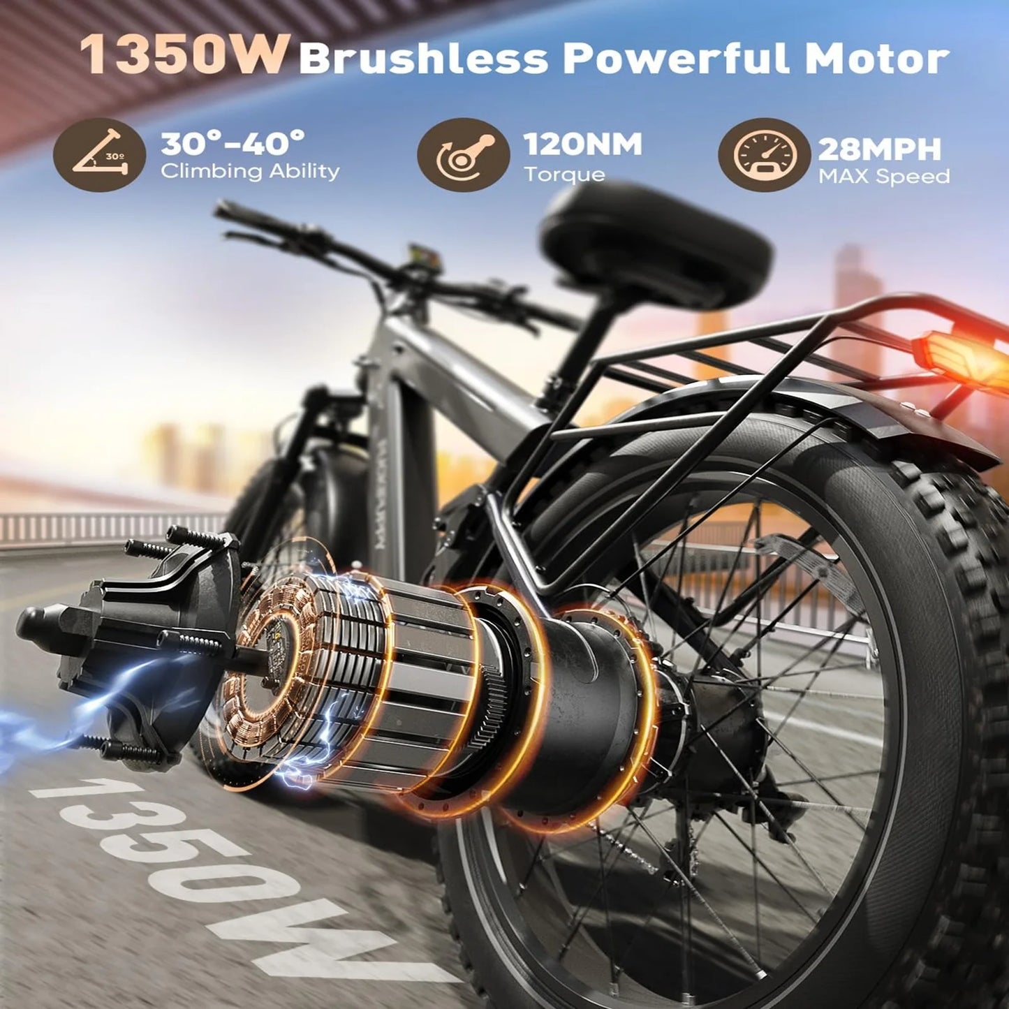 PUCKIPUPPY Mountain Electric Bike 1350W, 48V 30AH Dual Battery Ebike 130 Miles Long Range Full Suspension E bike 26" Fat Tire