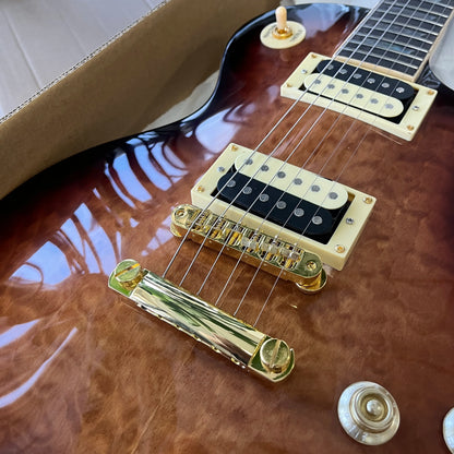 Customized brown electric guita zebra pick-up gold accessories rosewood fingerboard cherry wood body Free Shipping