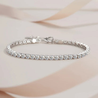 One piece of 925 silver men's tennis bracelet with a 4.4-carat morganite gemstone, stylish women's jewelry, perfect for birthday