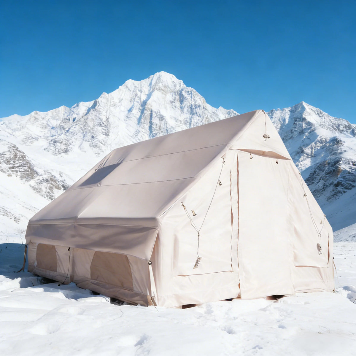 PAKICETUS Luxury Inflatable Glamping Tent 4 Season Anti-Snow Spacious Air Tent with Manual Hand Pump, Easy Setup Polyester Fiber Shelter for Outdoor Camping & Backyard Activities