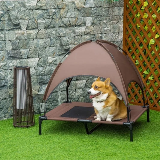 Outdoor Pet Cot Canopy Waterproof Sunproof Dog Bed Durable Steel Frame Folding Camping Pet Tent Portable Dog Cat Awning Tent