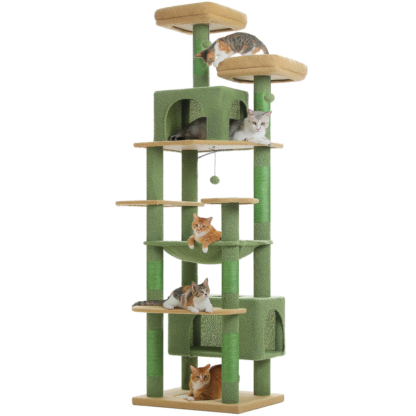 81 Inches Cat Tree Tower with Oversized Hammock&Perches, Two Condos, XL Extra Large Condo with 7 Scratching Posts for Large Cats