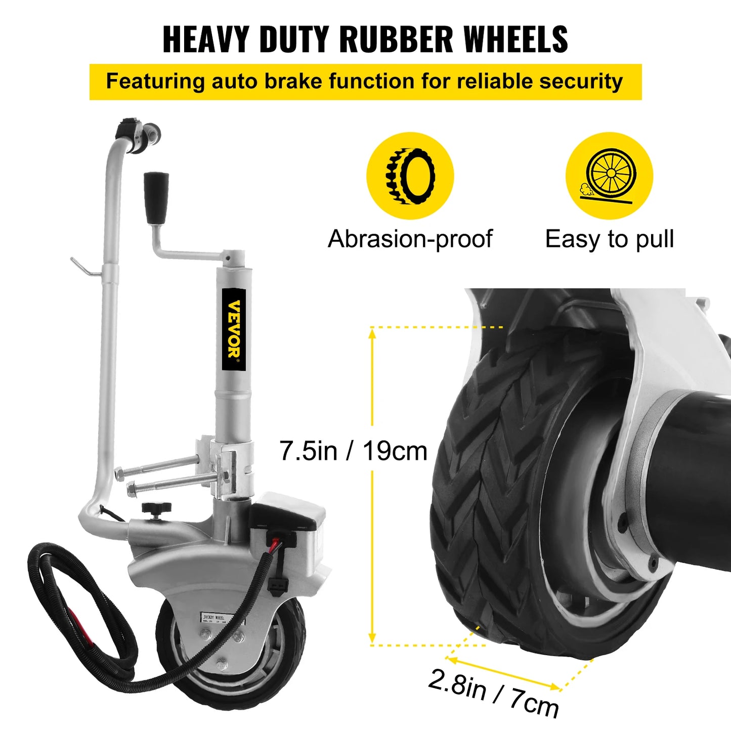 SucceBuy 350W12V Motorised Jockey Wheel 2270KG Vehicle Load  Caravan Boat Wheel Dolly Trailer Pickup Power Mover Car Accessories