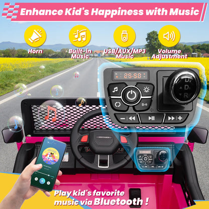 24V Ride On Toys Truck with Remote Control, 2 Seater 800W 9AH Powered Ride on Electric Car, Bluetooth MP3 Music, 4 Whee