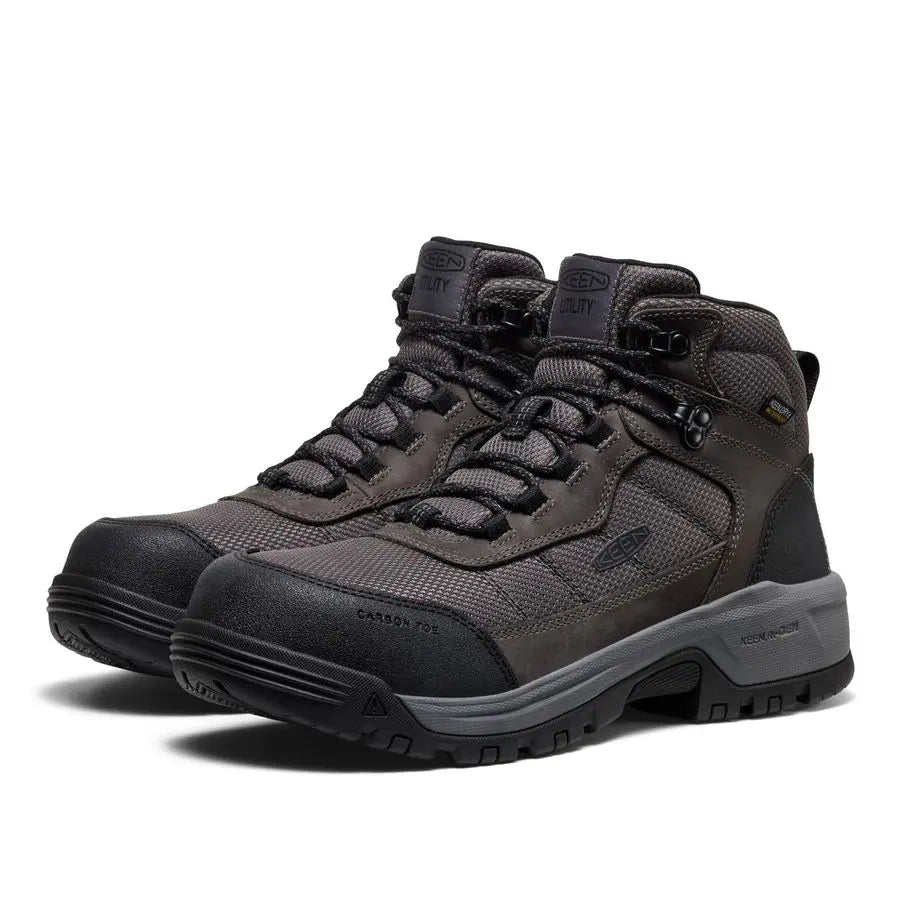 Utility Mens Skokie Hiker Style Mid Height Composite Toe 90 Degree Waterproof Work Boots, Magnet Black, 13 EE