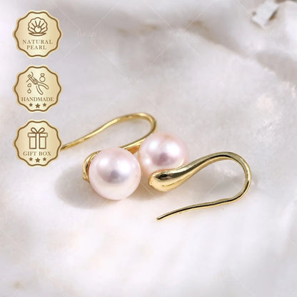 Mysoya Japan Akoya Pearl Stud Earrings 7.5-8mm Golden S925 High Heel Gift Box Valentine's Day Birthday Gift For Her