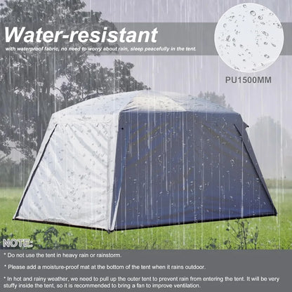 46 Person Large Family Cabin Tent with 3 Doors and 2 Rooms Double Layer Waterproof Portable Glamping Tent for Outdoor Camping H