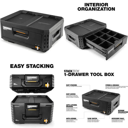 Portable Heavy-Duty Toolbox with Stackable Storage Organizer, 1 Drawer Tool Chest, 50 lb Capacity for Efficient Workshop Organiz