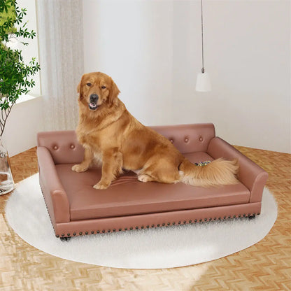 L-XL Luxury Raised Dog Sofa Couch Pet Bed Lounge for Extra Large Dogs with Removable Cushion Cover Pet Furniture