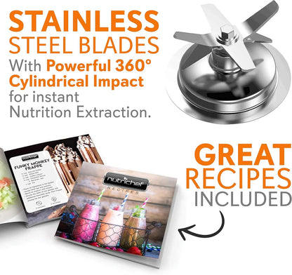 Professional 1.7L Countertop Blender for Smoothies & Shakes - Compact Electric Food Processor with Pulse, Timer, Adjustable Spee