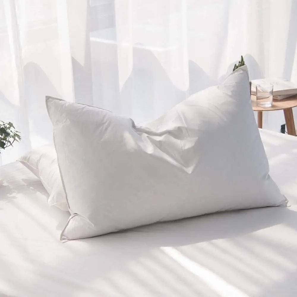 Duck Feathers and Down White Pillows with 100% Cotton Cover, Bed Sleeping Hotel Collection Pillows Set of 2