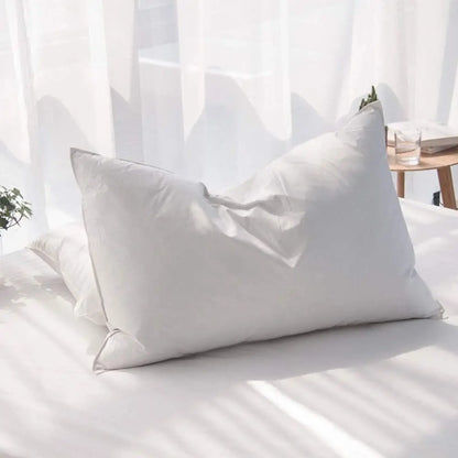 Duck Feathers and Down White Pillows with 100% Cotton Cover, Bed Sleeping Hotel Collection Pillows Set of 2