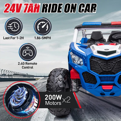 24V Kids Ride On Toy Car 7A Electric Vehicle UTV Car Toys for Ages 3-8 Kids Gifts with Parents Remote Control Speed Adjustable
