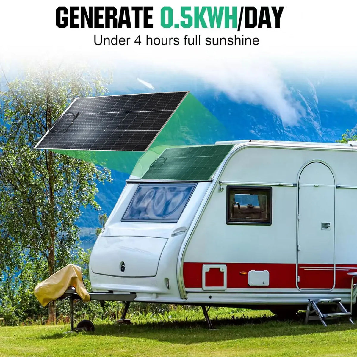 2PCS 125W Flexible Solar Panel 12V Battery Solar Panel, Suitable for Camping RV, Yacht, Outdoor Portable Monocrystalline Solar Panel,