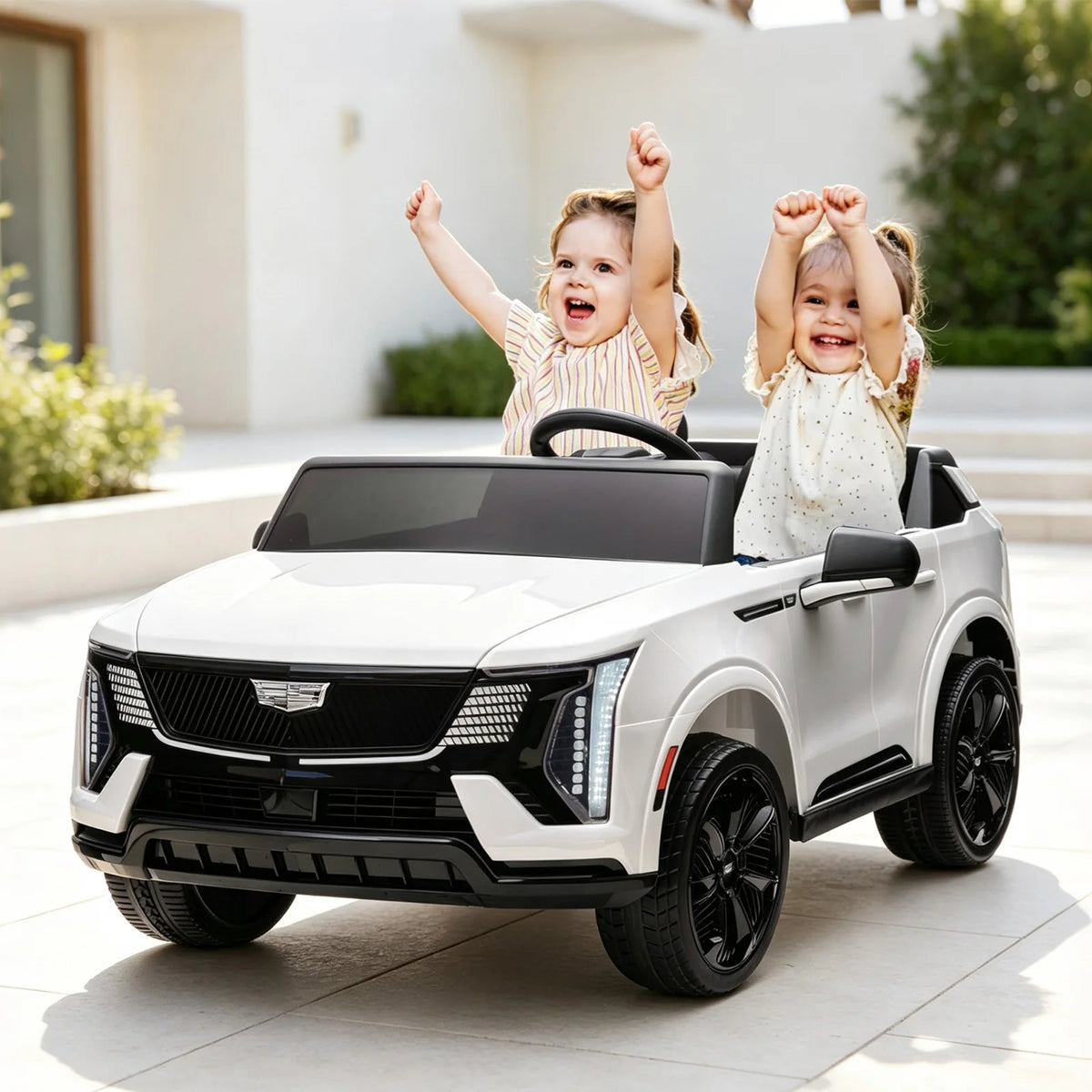 24V 2 Seat Kids Electric Ride On Car With 2.4G Parent Remote, Dual 130W Motors, Spring Suspension, LED Lights, Music Truck Toy