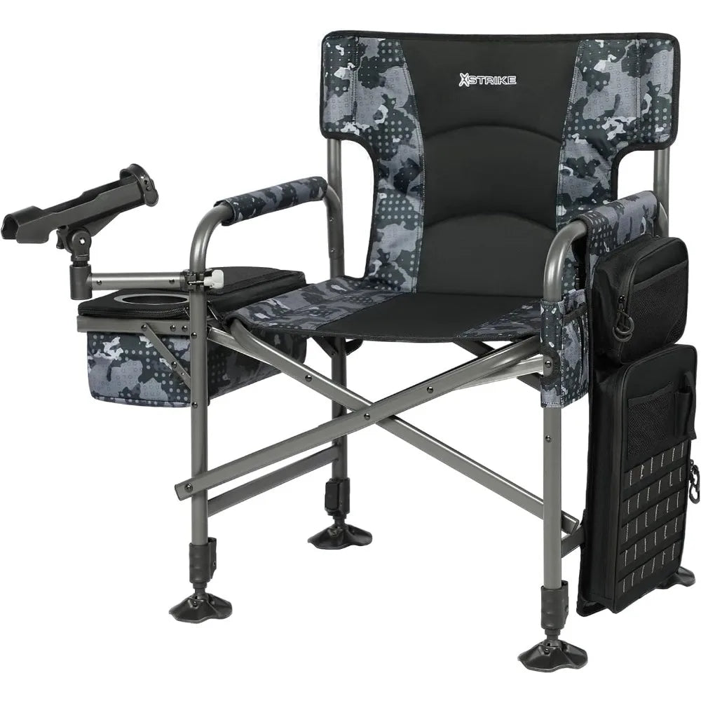 Portable Adjustable Ice Fishing Chair with Rod Holder and Cooler for Outdoor Adventures