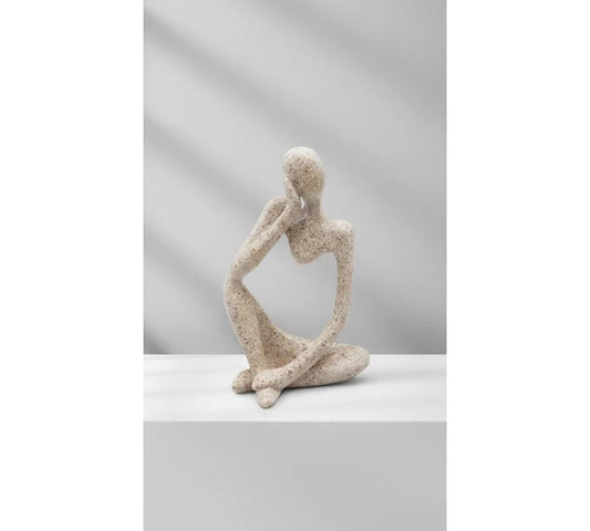 Abstract Thinker Sculpture, Sandstone Resin Statue Ornament, Large Home Office Decor, Housewarming Gift