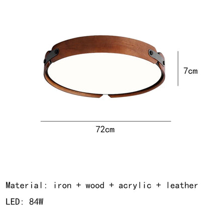 Designer's New Wooden Artificial Leather Ceiling Lamp Living Room Restaurant Kitchen Bedroom Chandelier Home Decor Light Fixture