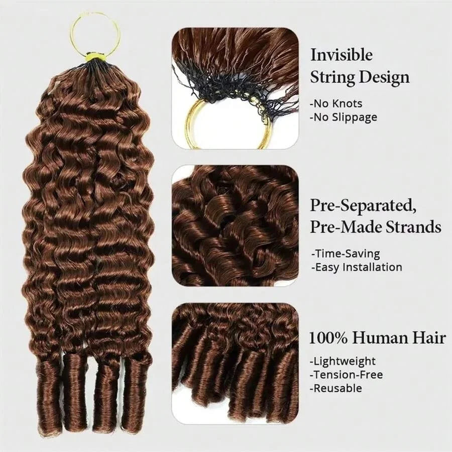 Chocolate Brown Miracle Knots Crochet Human Hair For Braiding Crochet Braids Burmese Curly Crochet Hair Extension 100% Human Hair