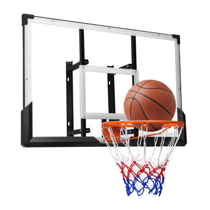 Wall Mounted Backboard and Rim 47-Inch Basketball Backboard & Hoop for Garage Fitness Center Barn School Gym Driveway