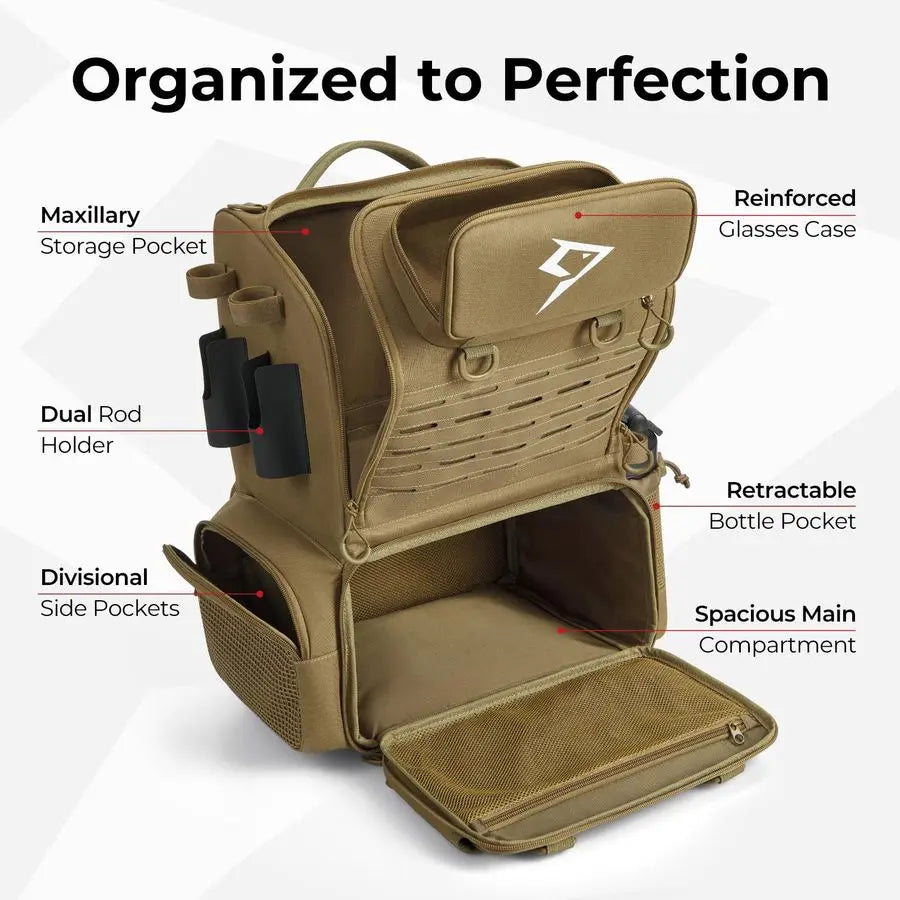 52L Fishing Tackle Backpack with Rod Holders amp 4 Tackle Boxes, Large Tackle Bag for Gear Storage with Rain Cover