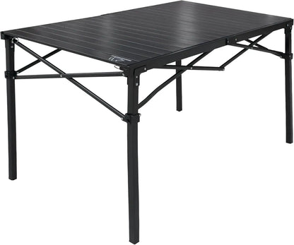 Heavy-Duty Roll-Top Table for Camping (Large) - Portable Aluminum-Top Folding Table with Steel Frame by Caddis Sports