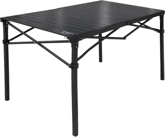 Heavy-Duty Roll-Top Table for Camping (Large) - Portable Aluminum-Top Folding Table with Steel Frame by Caddis Sports