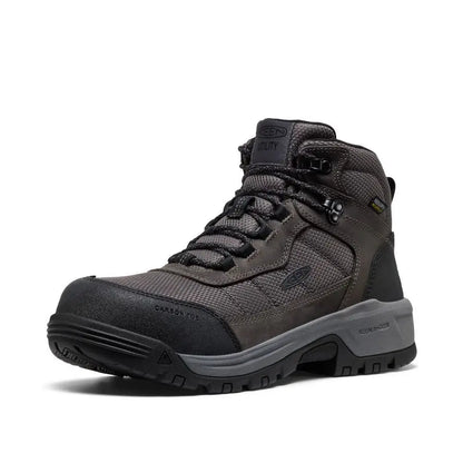 Utility Mens Skokie Hiker Style Mid Height Composite Toe 90 Degree Waterproof Work Boots, Magnet Black, 13 EE
