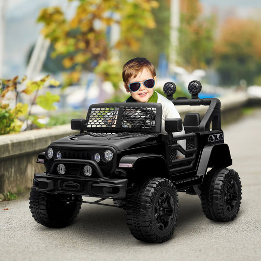 12V Battery Powered Kids Ride on Car Off Road Truck Toy W/ Parent Remote, Black