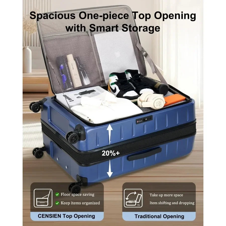 Expandable Checked Luggage, Top Opening Trunk Suitcases