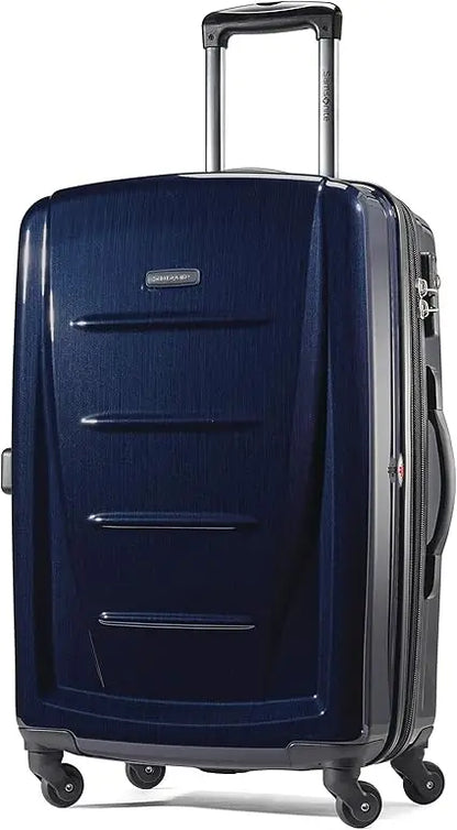 Medium Navy Expandable Spinner Luggage with Hardside, 24-Inch, Ideal for Travel and Business Trips