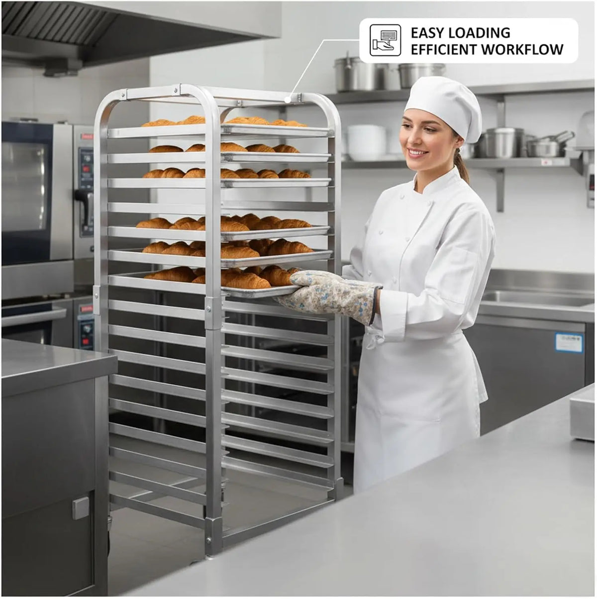 Garvee 20 Tier Aluminum Bun Pan Rack with Wheels 20x26inch Cake Cooling Rack Aluminum Construction Baking Tray Oven Pizza Bread Holder BBQ Shelf Kitchen